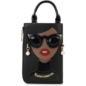 Women Novelty Lady Face PU Leather Top Handle Satchel Handbag